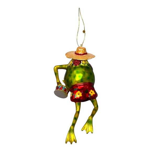 Radko ? Hula Colorful Frog Ornament Lei hawaiian Drum Sun Hat Beach Theme READ - Picture 5 of 7